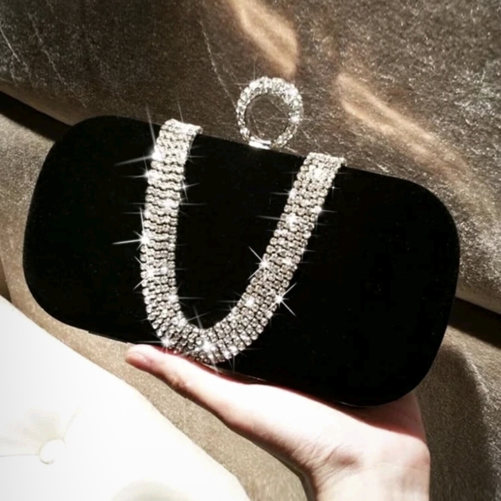 Mini Black Velvet Clutch
